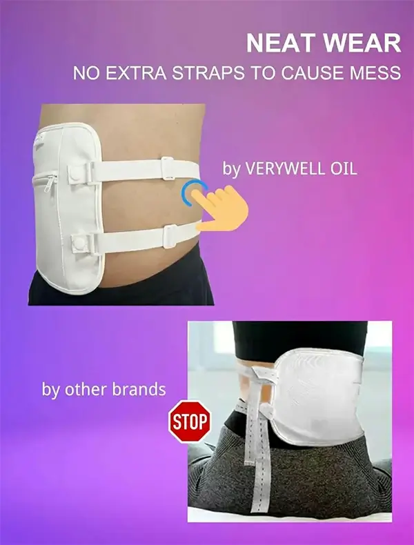 The straps of VERYWELL OIL's castor oil pack are equipped with adjustment buckles, which will not expose excess straps, allowing you to wear them neatly.